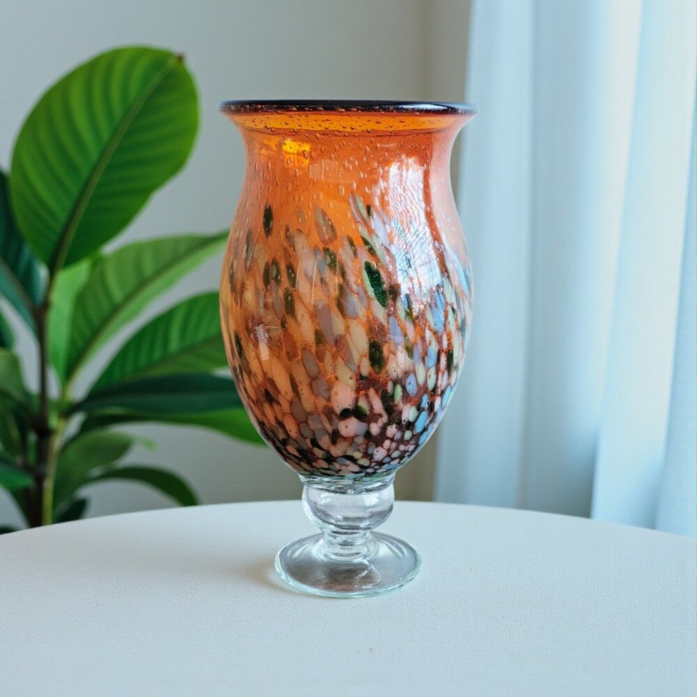 Vintage Hand-blown Murano-style Art Glass Vase